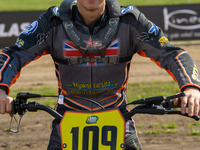 Zach Wajtknecht (109) of Great Britain during the FIM Long Track World Championship Final 5 at the Speed Centre Roden in Roden, Netherlands,...