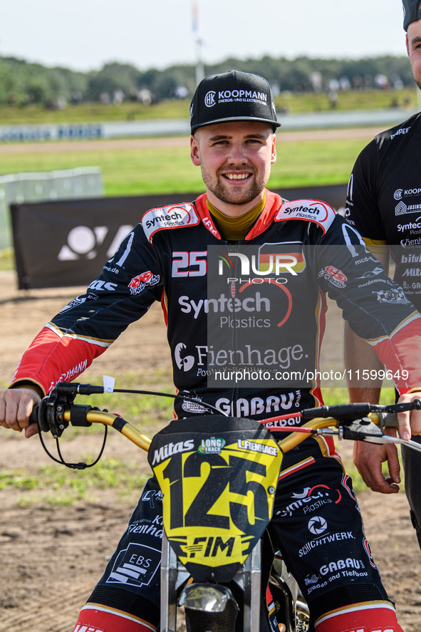 Lukas Fienhage (125) of Germany during the FIM Long Track World Championship Final 5 at the Speed Centre Roden in Roden, Netherlands, on Sep...