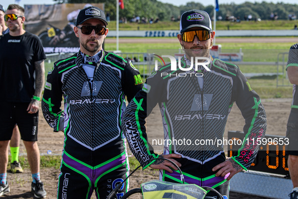 Josh and Scott Goodwin of Great Britain participate in the FIM Long Track World Championship Final 5 at the Speed Centre Roden in Roden, Net...