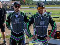 Josh and Scott Goodwin of Great Britain participate in the FIM Long Track World Championship Final 5 at the Speed Centre Roden in Roden, Net...