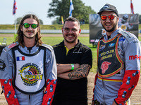 Clement and Romain Furet (32) of France participate in the FIM Long Track World Championship Final 5 at the Speed Centre Roden in Roden, Net...