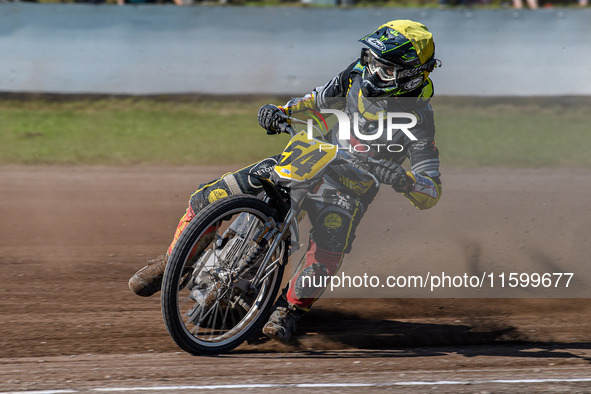 Mika Meijer (54) of The Netherlands competes during the FIM Long Track World Championship Final 5 at the Speed Centre Roden in Roden, Nether...