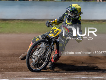 Mika Meijer (54) of The Netherlands competes during the FIM Long Track World Championship Final 5 at the Speed Centre Roden in Roden, Nether...