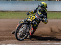 Mika Meijer (54) of The Netherlands competes during the FIM Long Track World Championship Final 5 at the Speed Centre Roden in Roden, Nether...