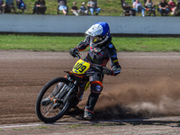 Zach Wajtknecht (109) of Great Britain is in action during the FIM Long Track World Championship Final 5 at the Speed Centre Roden in Roden,...