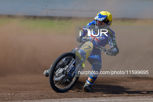 Chris Harris (37) of Great Britain competes in the FIM Long Track World Championship Final 5 at the Speed Centre Roden in Roden, Netherlands...