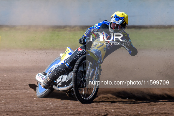 Chris Harris (37) of Great Britain competes in the FIM Long Track World Championship Final 5 at the Speed Centre Roden in Roden, Netherlands...