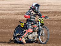 Lukas Fienhage (125) of Germany wins the final during the FIM Long Track World Championship Final 5 at the Speed Centre Roden in Roden, Neth...