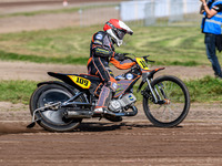 Zach Wajtknecht (109) of Great Britain is in action during the FIM Long Track World Championship Final 5 at the Speed Centre Roden in Roden,...