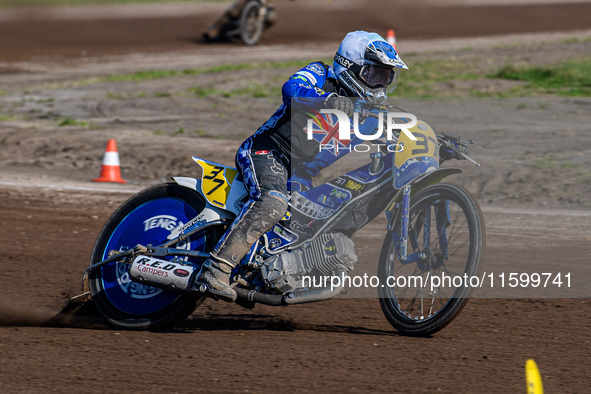 Chris Harris (37) of Great Britain competes in the FIM Long Track World Championship Final 5 at the Speed Centre Roden in Roden, Netherlands...