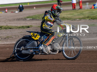 Mika Meijer (54) of The Netherlands competes during the FIM Long Track World Championship Final 5 at the Speed Centre Roden in Roden, Nether...