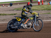 Mika Meijer (54) of The Netherlands competes during the FIM Long Track World Championship Final 5 at the Speed Centre Roden in Roden, Nether...