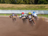 Henry van der Steen (15) of The Netherlands in Yellow chases Hynek Stichauer (86) of Czech Republic in Red, Lukas Fienhage (125) of Germany...