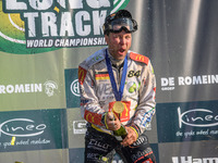 Martin Smolinski (84) of Germany sprays the Champagne during the FIM Long Track World Championship Final 5 at the Speed Centre Roden in Rode...