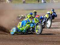 Mitch Goddard and Paul Smith (9) of Great Britain in red lead Wilfred Detz and Britget Portijk (1) of The Netherlands in white in the Sideca...