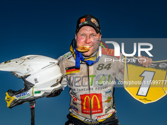 World Champion Martin Smolinski (84) of Germany participates in the FIM Long Track World Championship Final 5 at the Speed Centre Roden in R...