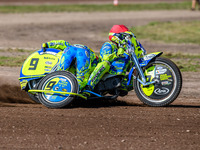 Mitch Goddard and Paul Smith (9) of Great Britain participate in the Sidecar Support Class during the FIM Long Track World Championship Fina...