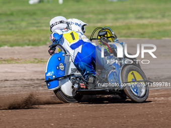 Wilfred Detz and Britget Portijk of The Netherlands participate in the Sidecar Support Class during the FIM Long Track World Championship Fi...