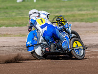 Wilfred Detz and Britget Portijk of The Netherlands participate in the Sidecar Support Class during the FIM Long Track World Championship Fi...