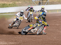 Mika Meijer (54) of The Netherlands in blue leads Andrew Appleton (141) of Great Britain in white, Hynek Stichauer (86) of Czech Republic in...