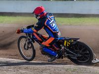 Jacob Bukhave (79) of Denmark is in action during the FIM Long Track World Championship Final 5 at the Speed Centre Roden in Roden, Netherla...