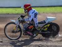 Martin Smolinski (84) of Germany competes during the FIM Long Track World Championship Final 5 at the Speed Centre Roden in Roden, Netherlan...