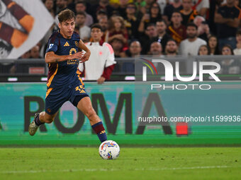 Tommaso Baldanzi of A.S. Roma is in action during the 5th day of the Serie A Championship between A.S. Roma and Udinese Calcio at the Olympi...