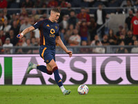 Artem Dovbyk of A.S. Roma is in action during the 5th day of the Serie A Championship between A.S. Roma and Udinese Calcio at the Olympic St...