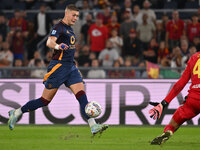 Artem Dovbyk of A.S. Roma is in action during the 5th day of the Serie A Championship between A.S. Roma and Udinese Calcio at the Olympic St...