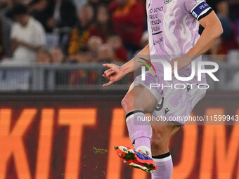 Jaka Bijol of Udinese Calcio is in action during the 5th day of the Serie A Championship between A.S. Roma and Udinese Calcio at the Olympic...