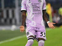 Jordan Zemura of Udinese Calcio is in action during the 5th day of the Serie A Championship between A.S. Roma and Udinese Calcio at the Olym...