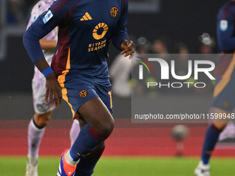 Manu Kone of A.S. Roma is in action during the 5th day of the Serie A Championship between A.S. Roma and Udinese Calcio at the Olympic Stadi...