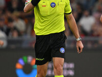 Referee Ermanno Feliciani officiates during the 5th day of the Serie A Championship between A.S. Roma and Udinese Calcio at the Olympic Stad...