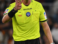 Referee Ermanno Feliciani officiates during the 5th day of the Serie A Championship between A.S. Roma and Udinese Calcio at the Olympic Stad...