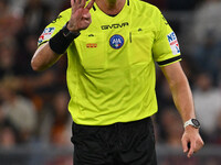 Referee Ermanno Feliciani officiates during the 5th day of the Serie A Championship between A.S. Roma and Udinese Calcio at the Olympic Stad...