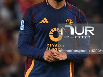 Mario Hermoso of A.S. Roma during the 5th day of the Serie A Championship between A.S. Roma and Udinese Calcio at the Olympic Stadium in Rom...