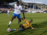 Emile Acquah of Barrow in action during the Sky Bet League 2 match between Barrow and Newport County at Holker Street in Barrow-in-Furness,...