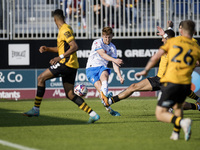 Barrow's Ged Garner shoots at goal during the Sky Bet League 2 match between Barrow and Newport County at Holker Street in Barrow-in-Furness...