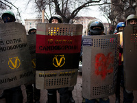 Anti-government protesters take part in demonstration on Maidan square in Kiev on February 13, 2014. Russia will release the next installmen...
