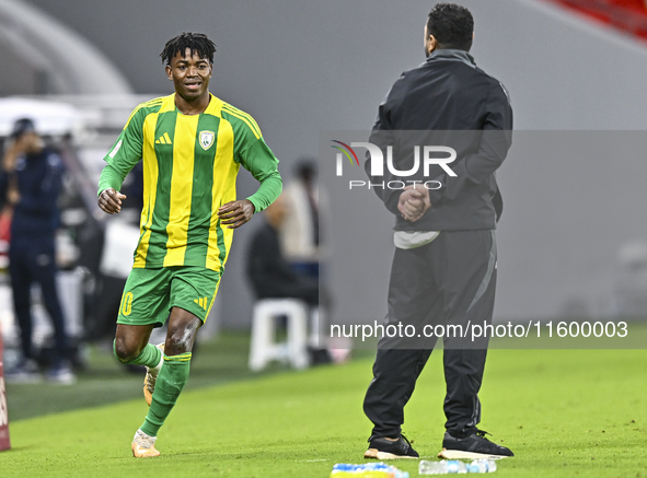 Jacinto Dala of Al Wakrah SC celebrates after scoring a goal during the Ooredoo Qatar Stars League 24/25 match between Al Rayyan SC and Al W...