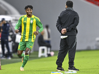 Jacinto Dala of Al Wakrah SC celebrates after scoring a goal during the Ooredoo Qatar Stars League 24/25 match between Al Rayyan SC and Al W...