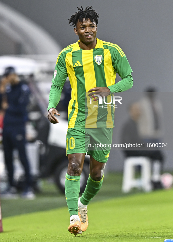 Jacinto Dala of Al Wakrah SC celebrates after scoring a goal during the Ooredoo Qatar Stars League 24/25 match between Al Rayyan SC and Al W...