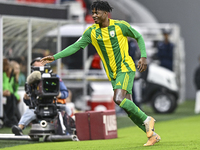 Jacinto Dala of Al Wakrah SC celebrates after scoring a goal during the Ooredoo Qatar Stars League 24/25 match between Al Rayyan SC and Al W...