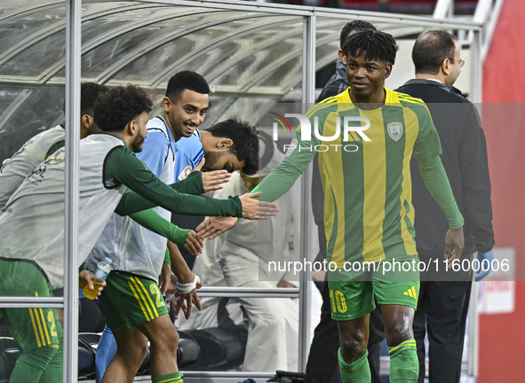 Jacinto Dala of Al Wakrah SC celebrates after scoring a goal during the Ooredoo Qatar Stars League 24/25 match between Al Rayyan SC and Al W...