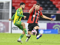 Omar Salah Alosad (L) of Al Wakrah SC battles for the ball with David Garcia (R) of Al Rayyan SC during the Ooredoo Qatar Stars League 24/25...