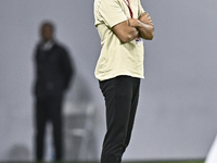 Poya Asbaghi, head coach of Al Rayyan FC, reacts during the Ooredoo Qatar Stars League 24/25 match between Al Rayyan SC and Al Wakrah SC at...