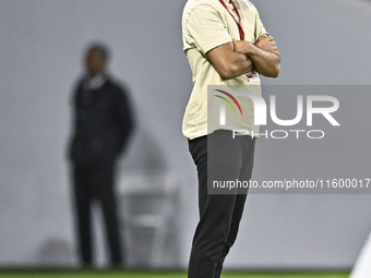 Poya Asbaghi, head coach of Al Rayyan FC, reacts during the Ooredoo Qatar Stars League 24/25 match between Al Rayyan SC and Al Wakrah SC at...