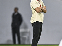 Poya Asbaghi, head coach of Al Rayyan FC, reacts during the Ooredoo Qatar Stars League 24/25 match between Al Rayyan SC and Al Wakrah SC at...