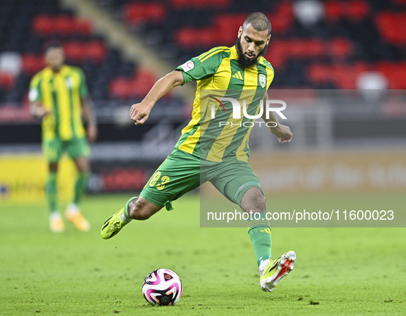 Aissa Belal Laidouni (#93) of Al Wakrah SC plays in the Ooredoo Qatar Stars League 24/25 match between Al Rayyan SC and Al Wakrah SC at Ahma...