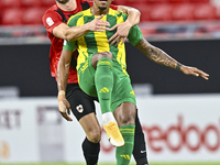 Ricardo Jorge Gomes of Al Wakrah SC battles for the ball with David Garcia of Al Rayyan SC during the Ooredoo Qatar Stars League 24/25 match...